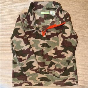 Camouflage Fleece Hoodie with Orange Accent